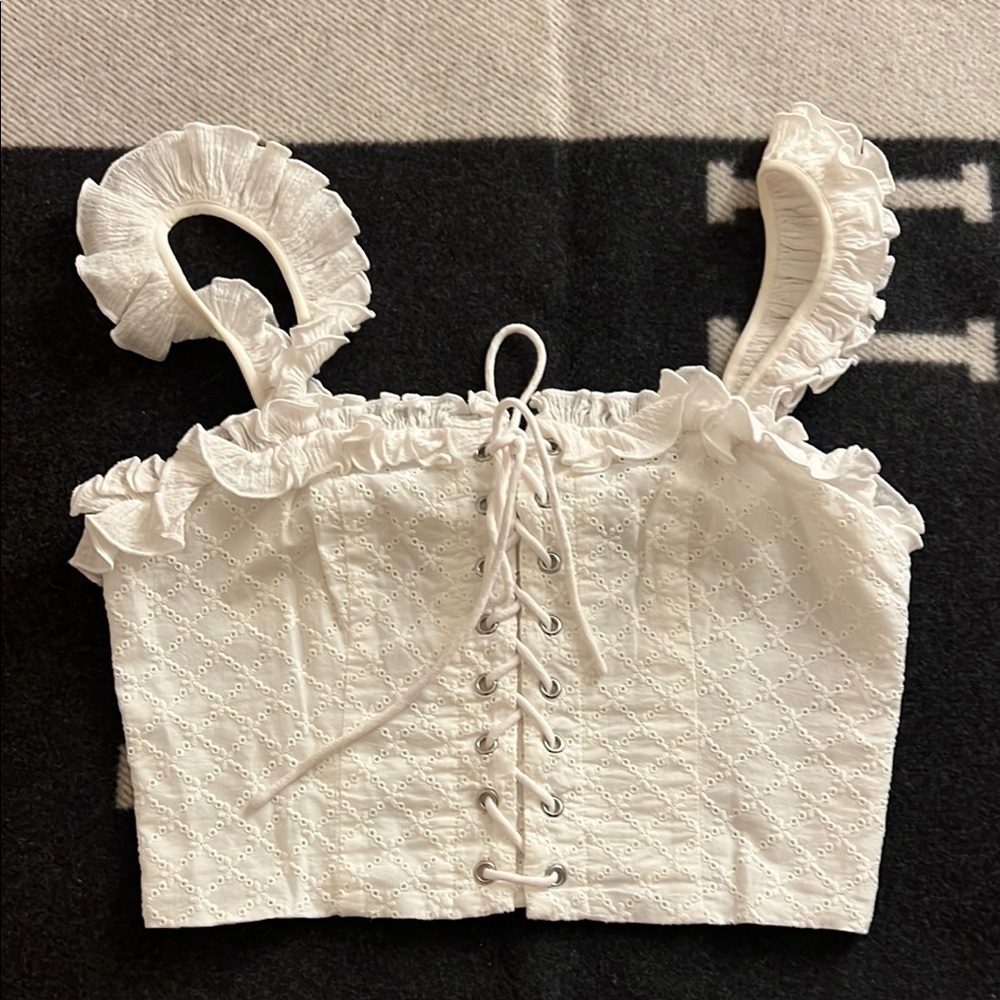 Laced up white cropped top